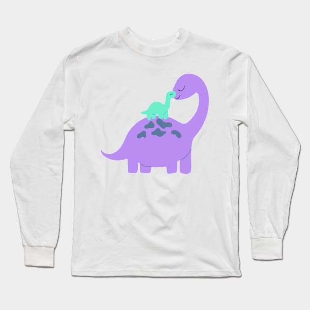 momma and baby Dino Long Sleeve T-Shirt by broadwaymae